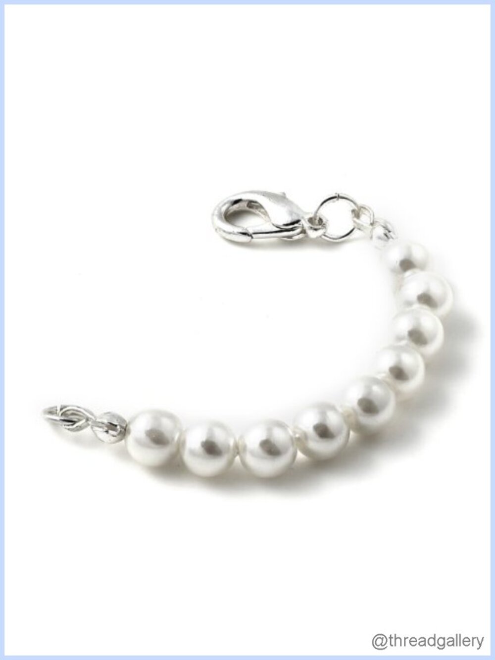 Silver Plated 8mm White Pearl Necklace Bracelet Extender 3" Lobster Clasp